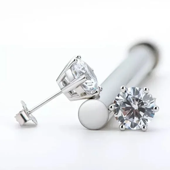 Certified 4ct. t.w. Diamond Stud Earrings 18k Gold over Italy Silver - Picture 3 of 16